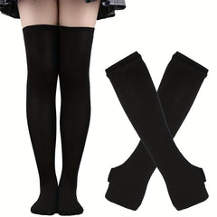 Y2K Knitted Fingerless Gloves Long Sleeves