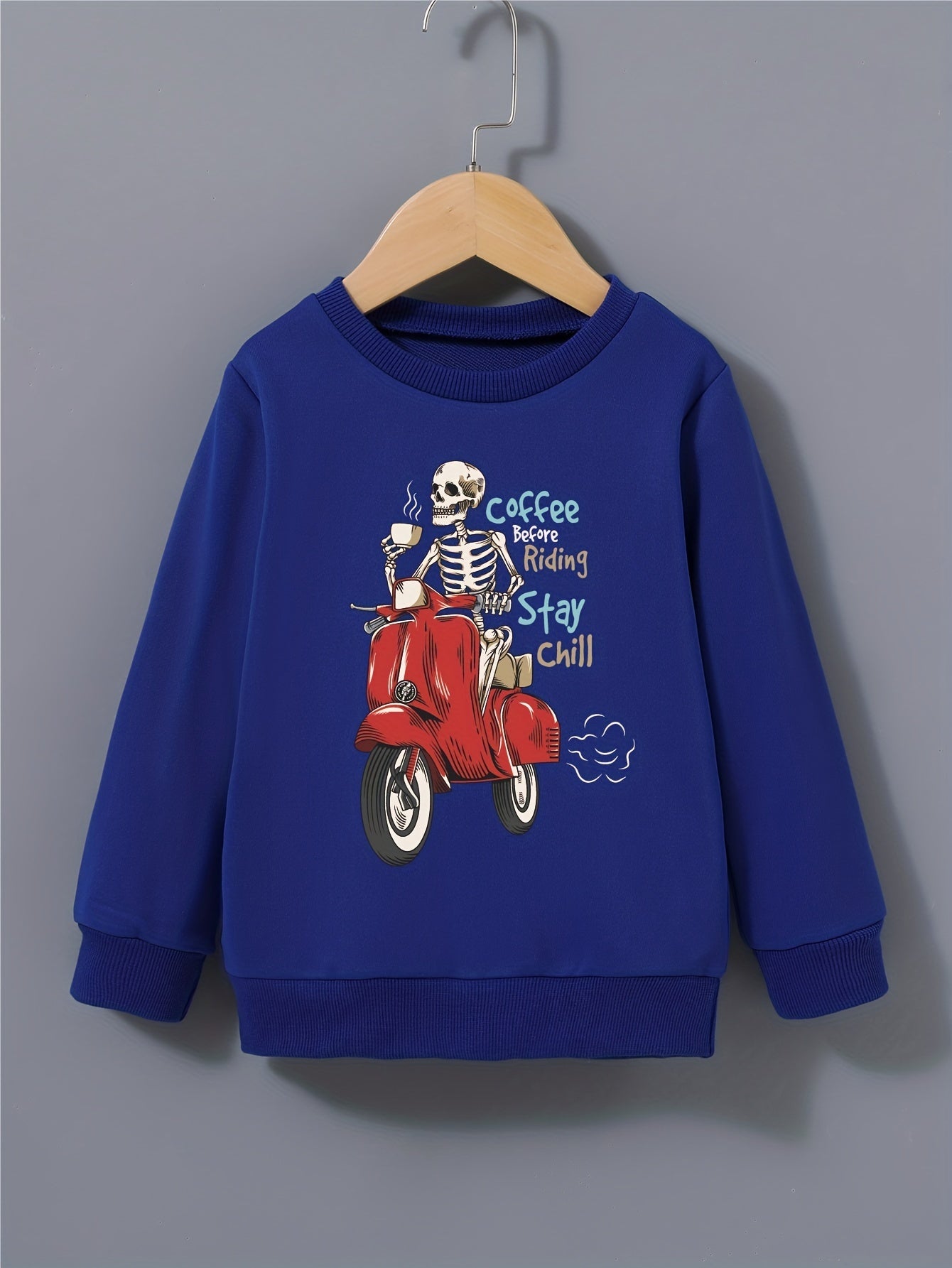 COFFEE BEFORE RIDING Halloween Style Kid's Sweatshirt