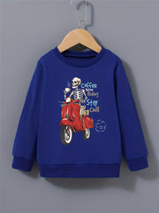COFFEE BEFORE RIDING Halloween Style Kid's Sweatshirt