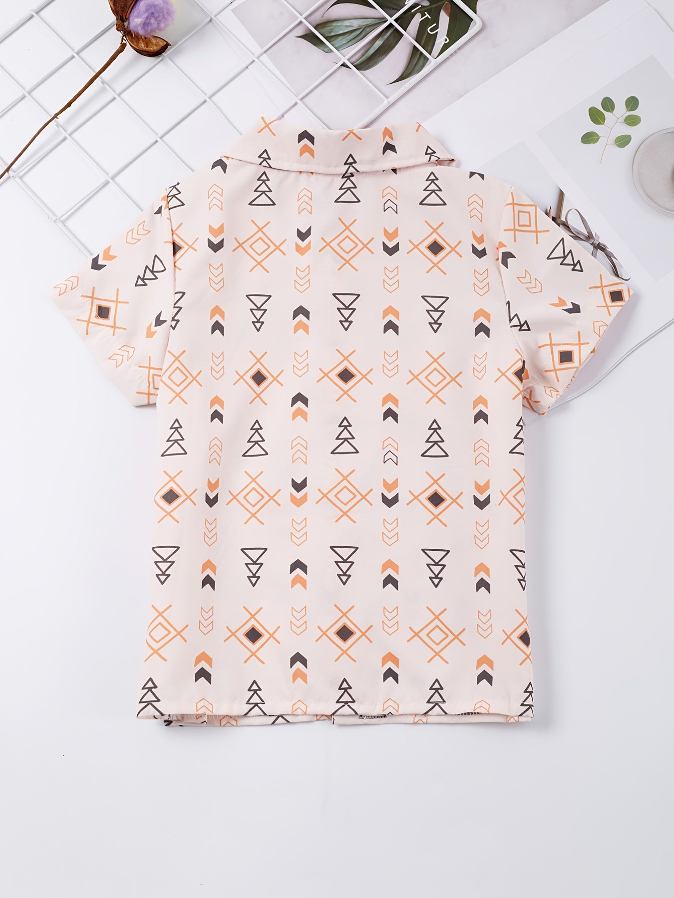Boys Symbols Shirt Short Sleeves Button Casual Summer Kids Clothes