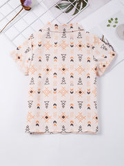Boys Symbols Shirt Short Sleeves Button Casual Summer Kids Clothes