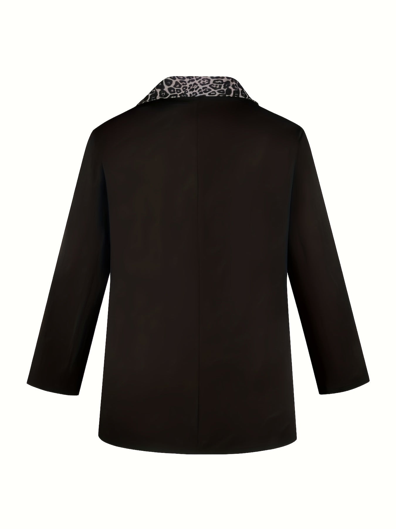 Leopard Print Long Sleeve Lapel Collar Blazer