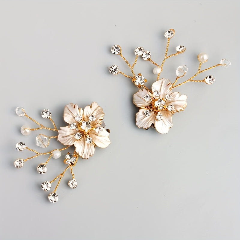 Faux Pearl Crystals Flower Shoe Clips Party Buckle Bridal Wedding Charms 1pair