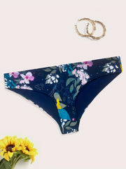Floral Print High Cut Sexy Swim Briefs Low Waist Swimsuit Bottoms