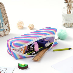 Rainbow Glitter Pencil Case Portable Travel Cosmetics Bag