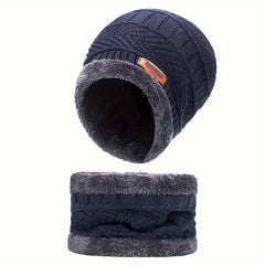 Winter Warm Beanie Hat & Scarf Set Thickened Knitted Hat For Men And Women