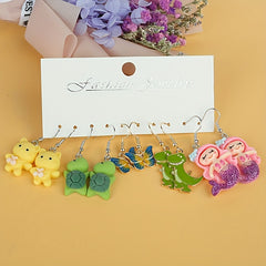 Girls Mermaid Butterfly Dinosaur Turtle Drop Earrings Party Birthday Gift