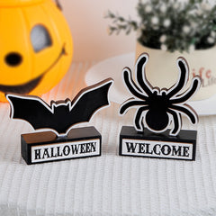 Halloween Spider Bat Wooden Sign Christmas Ornament Spooky Party Decor