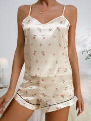 Floral Print Pajama Set V Neck Cami Top & Shorts