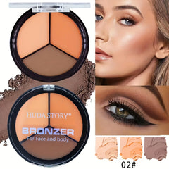3 Colors Eyeshadow Palette Brown And Golden Matte Finish Makeup Palette