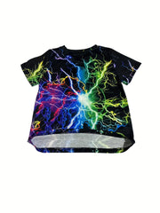 Unisex Lightning Print T-Shirt 3D Digital Print for Summer