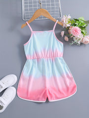 Girls Gradient Block Cami Rompers Jumpsuits