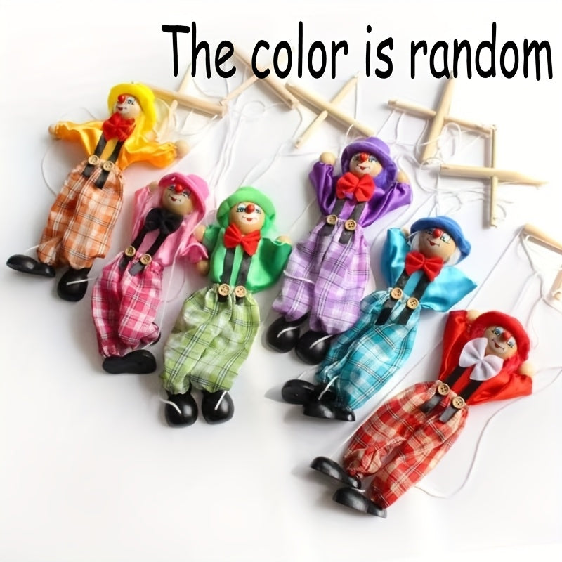 Vintage Wooden Clown Puppet Toy