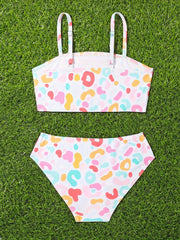 Leopard Print 2pcs Swimsuit Girls Summer Clothes Beach Vacation 4 7y