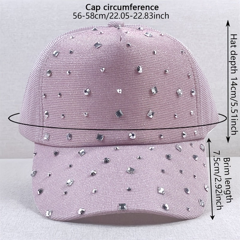 Rhinestone Glitter Trucker Hat Pink Mesh Baseball Cap Lightweight Sunshade
