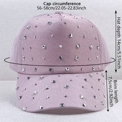 Rhinestone Glitter Trucker Hat Pink Mesh Baseball Cap Lightweight Sunshade