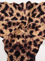 6pcs Leopard Thongs Scallop Trim Seamless & Comfy Stretchy Intimates Panties