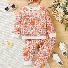 Autumn Baby Daisy Graphic Sweatshirt Set