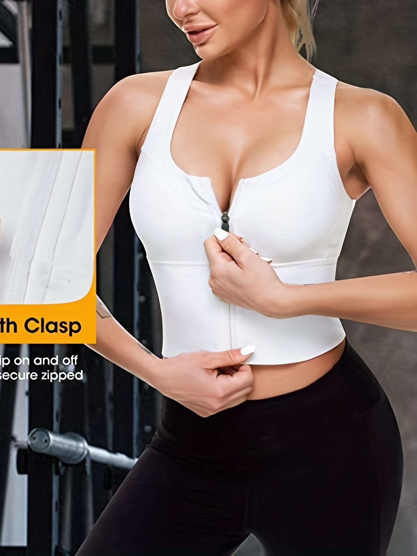 Zip Front Sports Bra Longline Fitness Crop Top Gym Yoga Workout Shirt