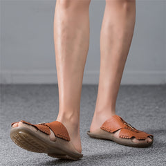 SENBURNY Men's Closed toe Leather Slides Slippers Sandals