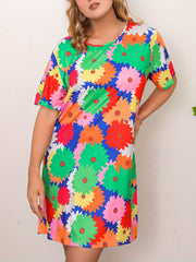 Lounge Dress Women's Plus Allover Floral Print Tee Sleep Dress