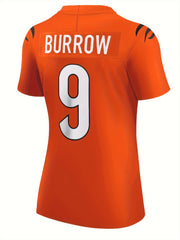 Women's Orange American Football Jersey V neck Breathable T-shirt