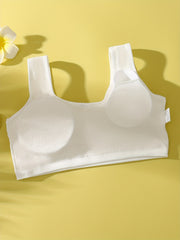 4pcs Girl's Bra Bowknot Decor Underwear No Steel Ring Breathable Bralette 7 13Y