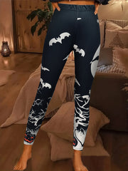 Halloween Print Skinny Leggings High Waist Stretchy Leggings Women's
