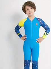 Toddler Boys Cartoon Graphic One Piece Swimsuit Sun Protection Bathing Suit