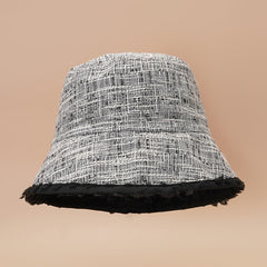 Casual Bucket Hat Cotton Blend Fisherman Cap Frayed Edges Warm Basin Hats