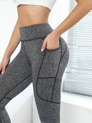 High Waist Tummy Control Fitness Pants With Pocket Quick Dry