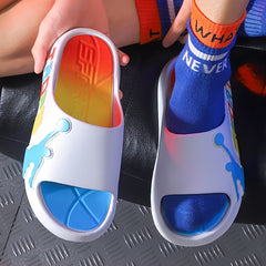 Men's Color Block Slides Ultra Soft Slippers for Outdoor Activities
