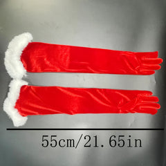 Red Velvet Gloves Christmas Party Long Birthday Dinner Cosplay Costume Accessori