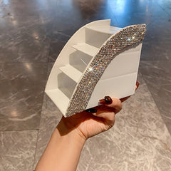 Light Desktop Storage Box with Artificial Diamond for Office and Makeup