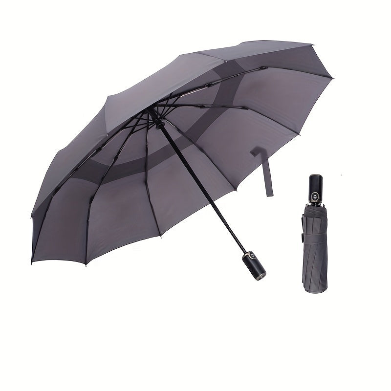 Double Layer Auto Umbrella 10 Ribs Leather Handle