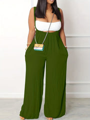 Casual Two piece Set Tube Top & Wide Leg Jumpsuit Women's Clothing