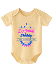 Baby Boys Girls Happy Birthday Daddy Short Sleeve Round Neck Onesie