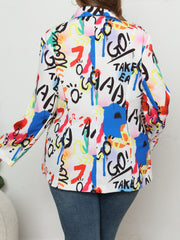 Graffiti Print Long Sleeve Button Blazer