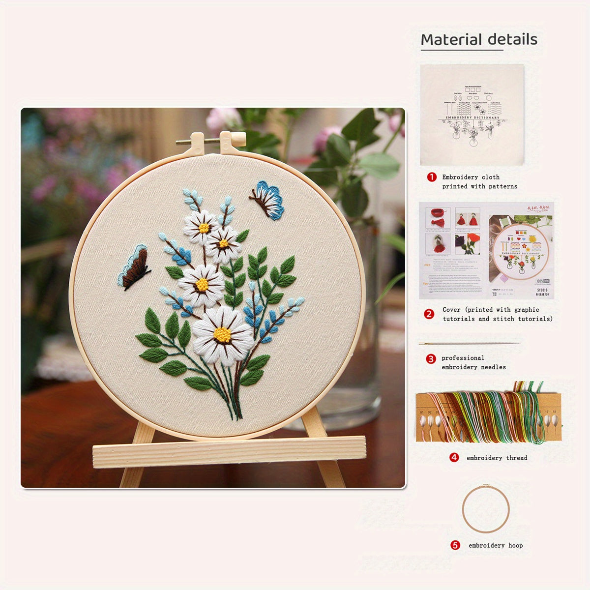 Floral Embroidery Starter Kit for Beginners - Cross Stitch Kit