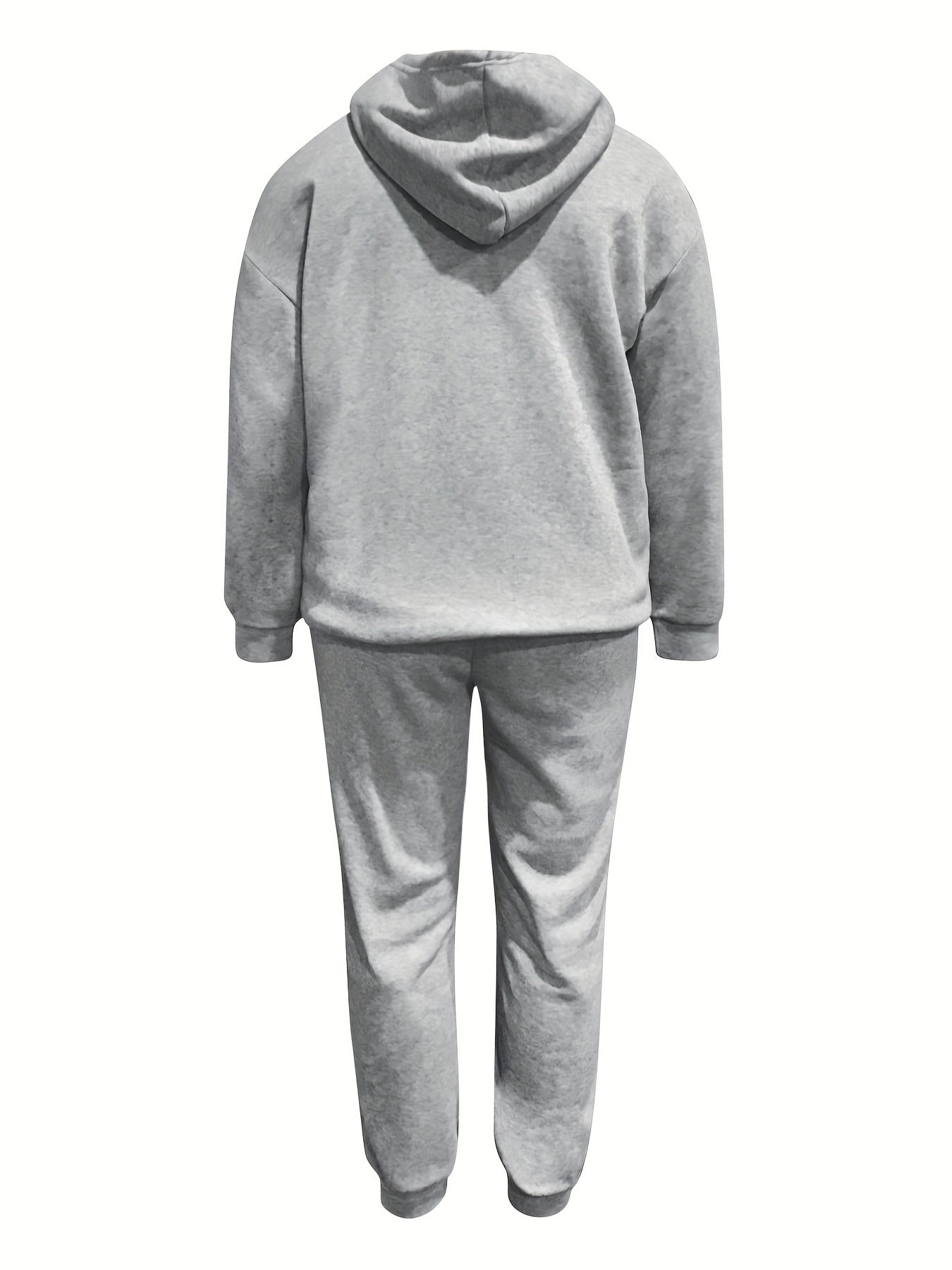 2 Piece Sporty Outfit Set Solid Hoodie & Joggers