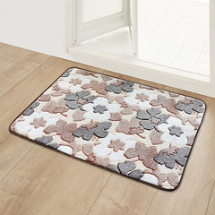 Flower Printed Non Slip Bathroom Rug Padded Bath Mat Shower Comfort Mat