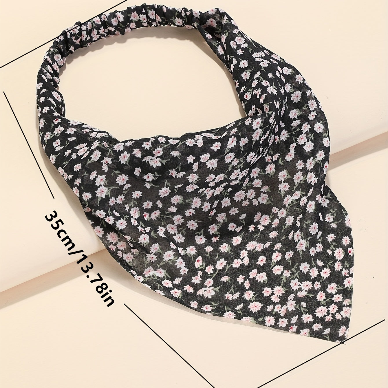 Chiffon Floral Print Triangle Scarf Hair Wrap Women Headband Bandana