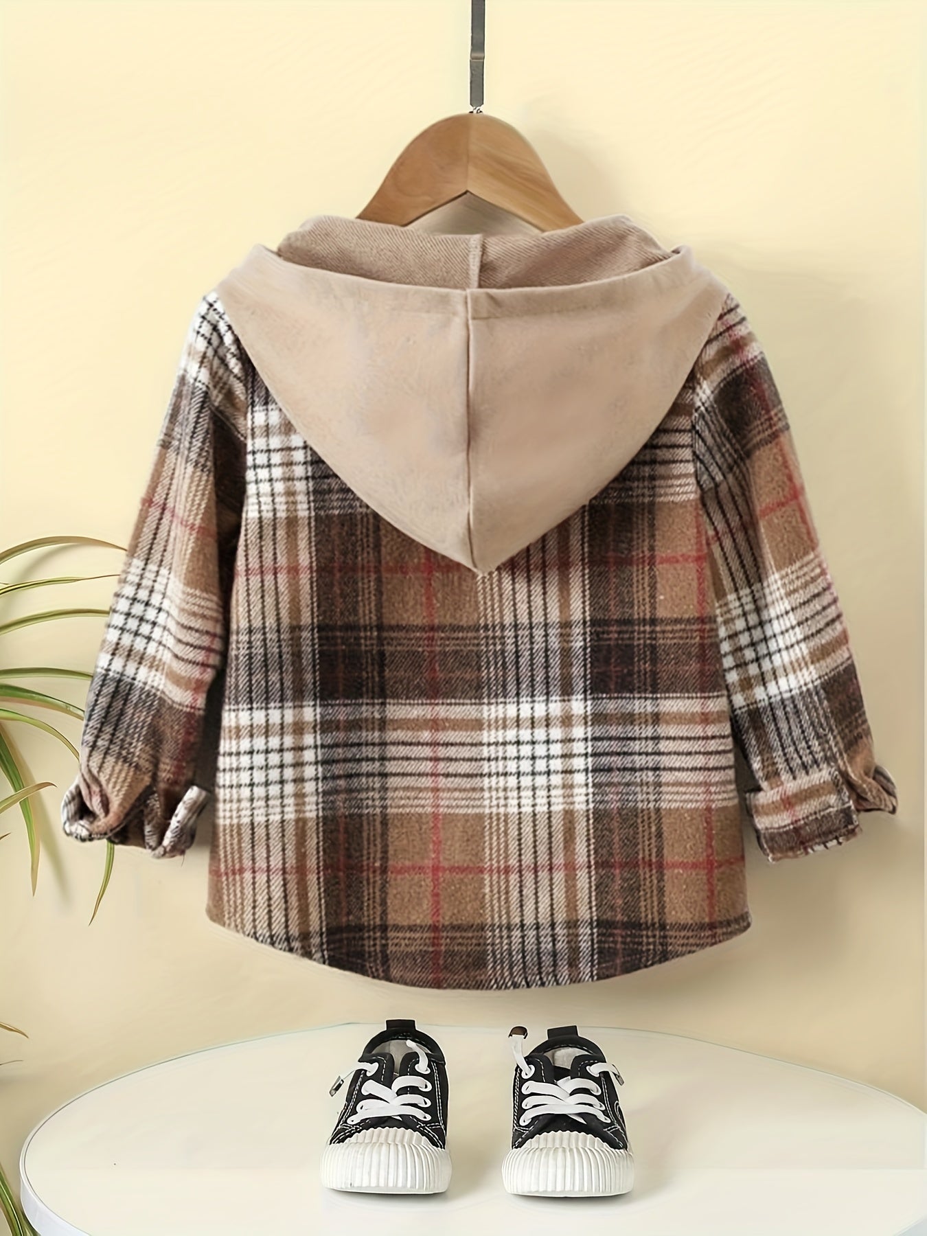 Boys Hooded Cardigan Coat Plaid Shirt Casual Kids Clothes