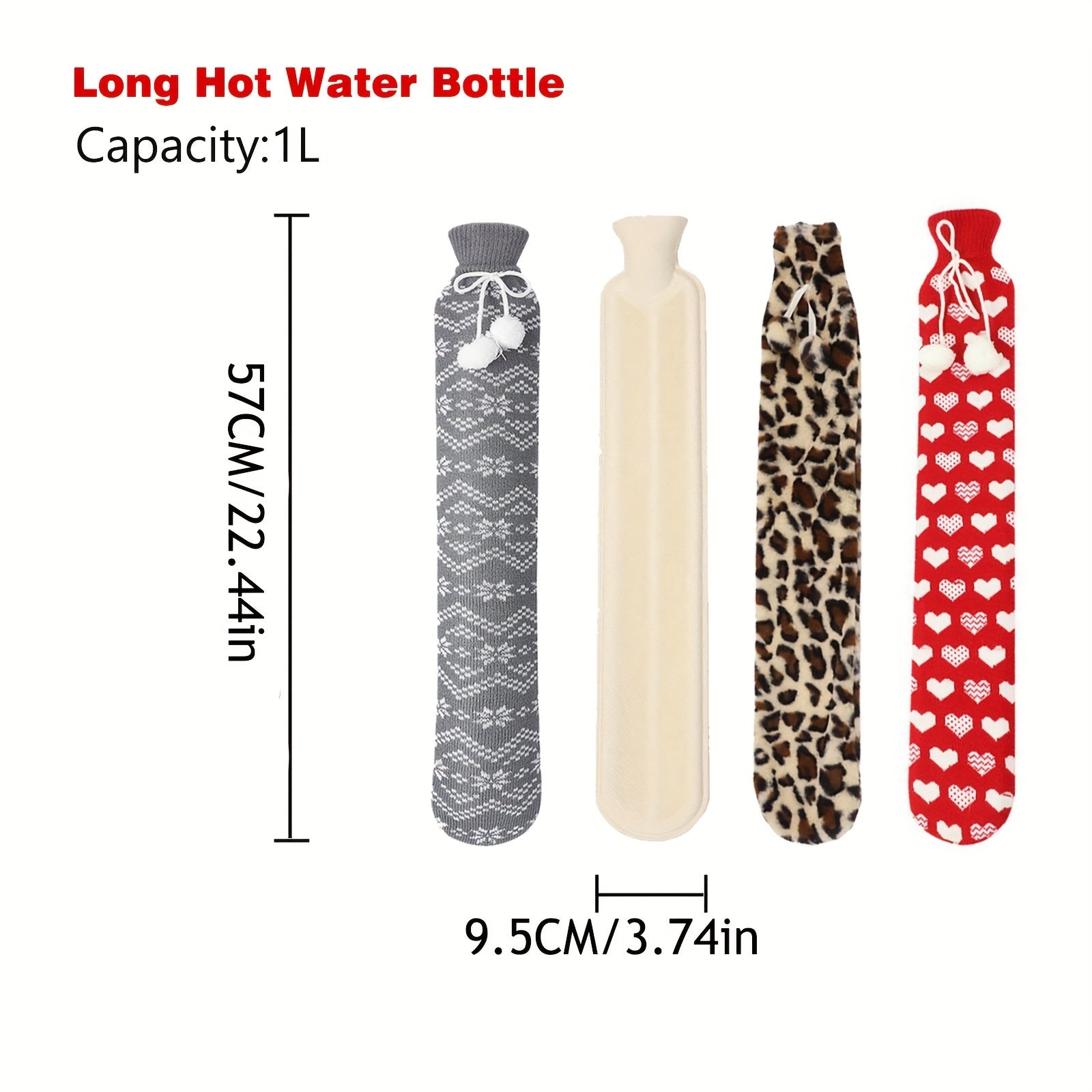 Rubber Hot Water Bottle 1.0L Winter Hand Warmer Christmas Gift