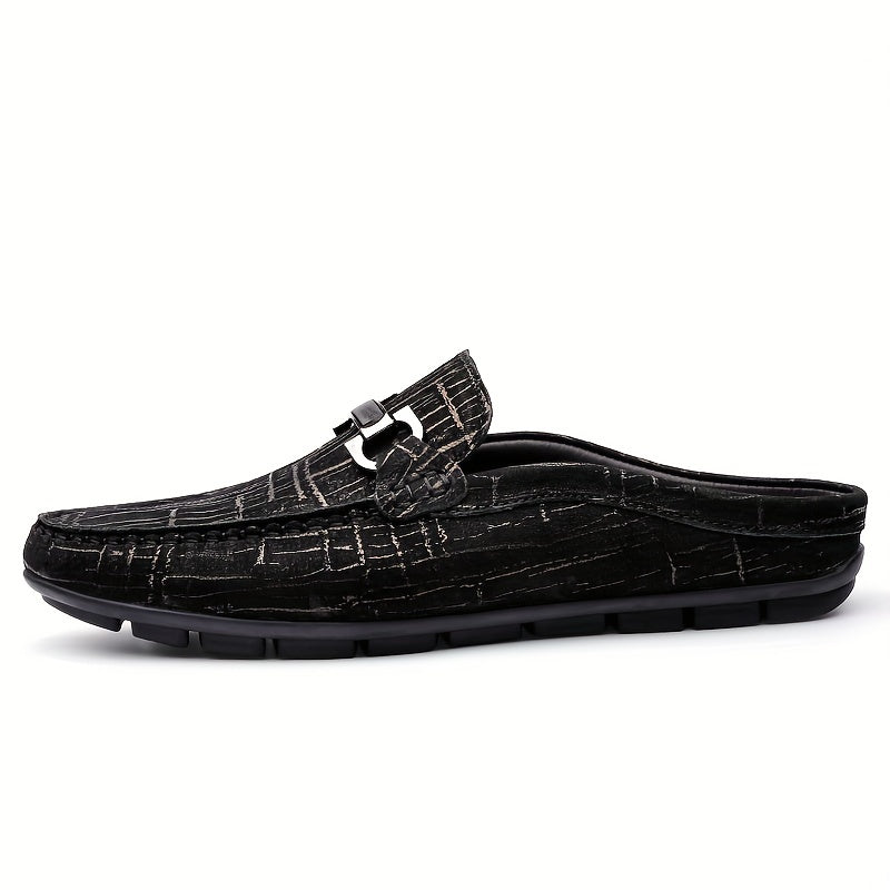 Men's Metallic Moc Toe Slip on Mules Casual Walking Slippers