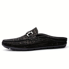 Men's Metallic Moc Toe Slip on Mules Casual Walking Slippers