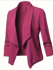 Solid Long Sleeve Lapel Collar Blazer