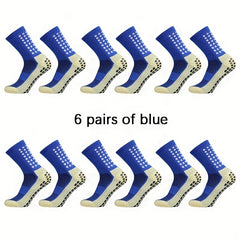 6 Pairs Dispensing Non slip Football Socks Breathable Mid tube Socks