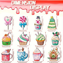 36pcs Christmas Hot Cocoa Wooden Ornaments with Rope Christmas Hanging Ornaments