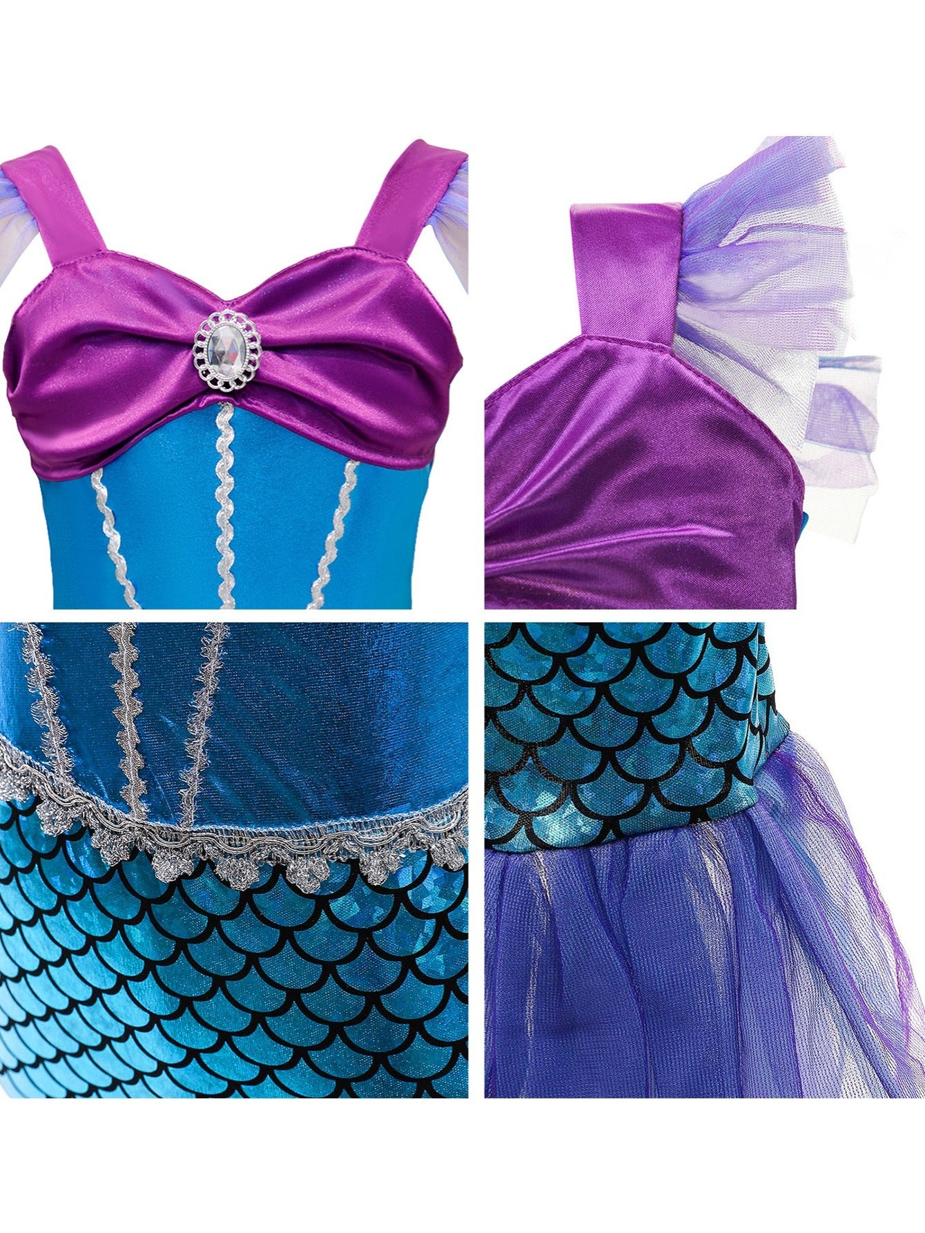 Girls Princess Mermaid Dress Costume Birthday Party Christmas Outfit Set